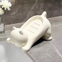 漫画の猫のプラスチックの石鹸の箱のアイデアのかわいい浴室の石鹸の箱の物置棚の洗面台のトイレは水を切ります。