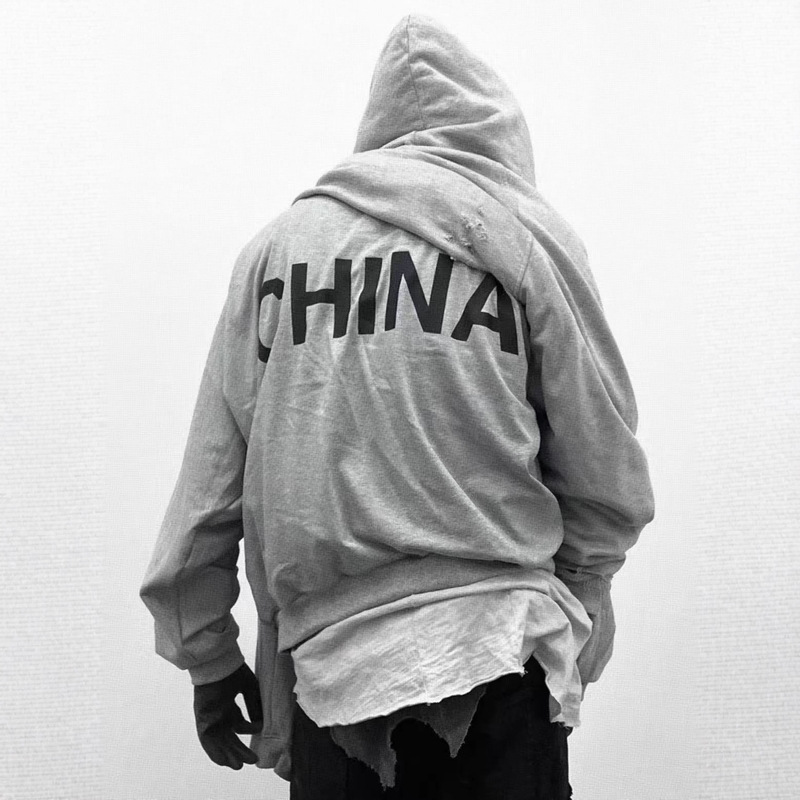 Kanye's Same Style Shanghai Concert Peripheral Sznx Floral Gray Hooded Zipper Printed Sweatshirt for Men and Women Kanye's Same Style Shanghai Concert Peripheral Sznx Floral Gray Hooded Zipper Printed Sweatshirt for Men and Women