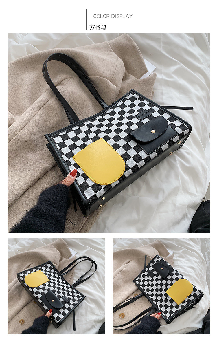 Hand-held Large-capacity Checkerboard Ladies Bag 2021 New Autumn And Winter One-shoulder Tote Bag display picture 14