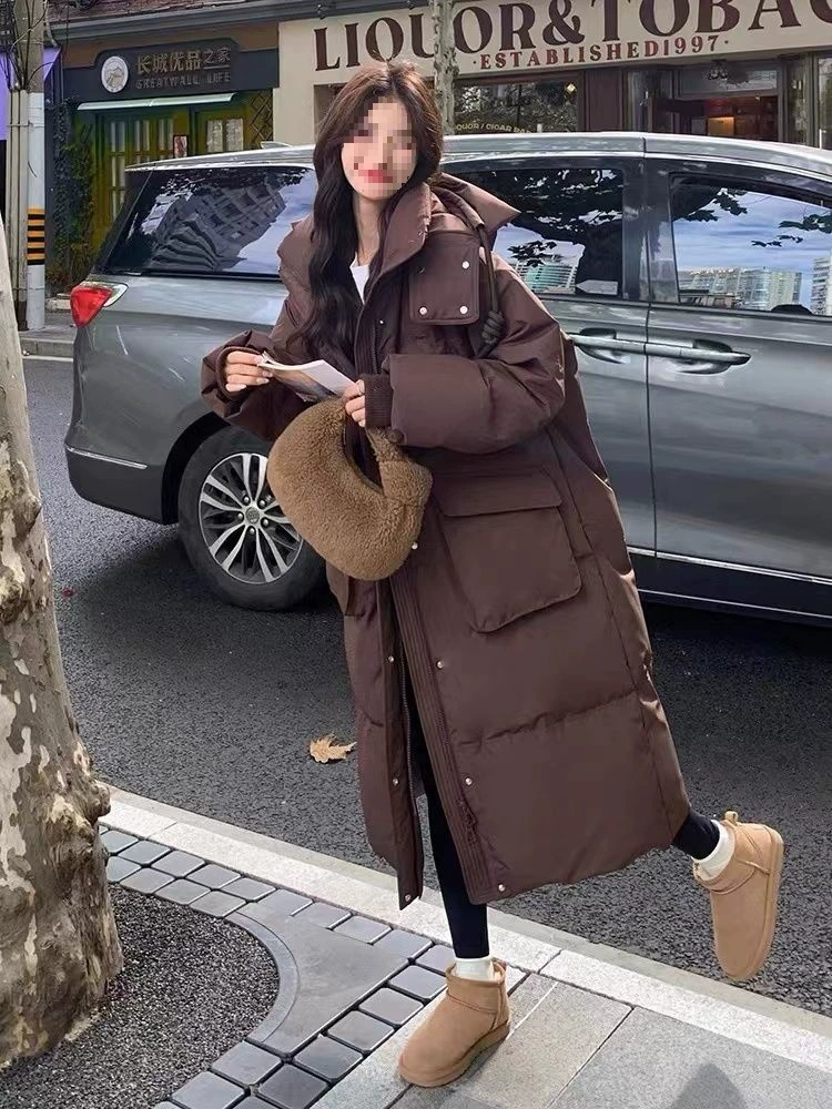 Толстая и теплая длинная пуховая хлопчатобумажная одежда женский 2024 новый зимний