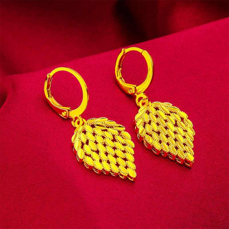 Vietnam sand gold girls women's ear buckle women's cross-border jewelry earrings wholesale leaf earrings women