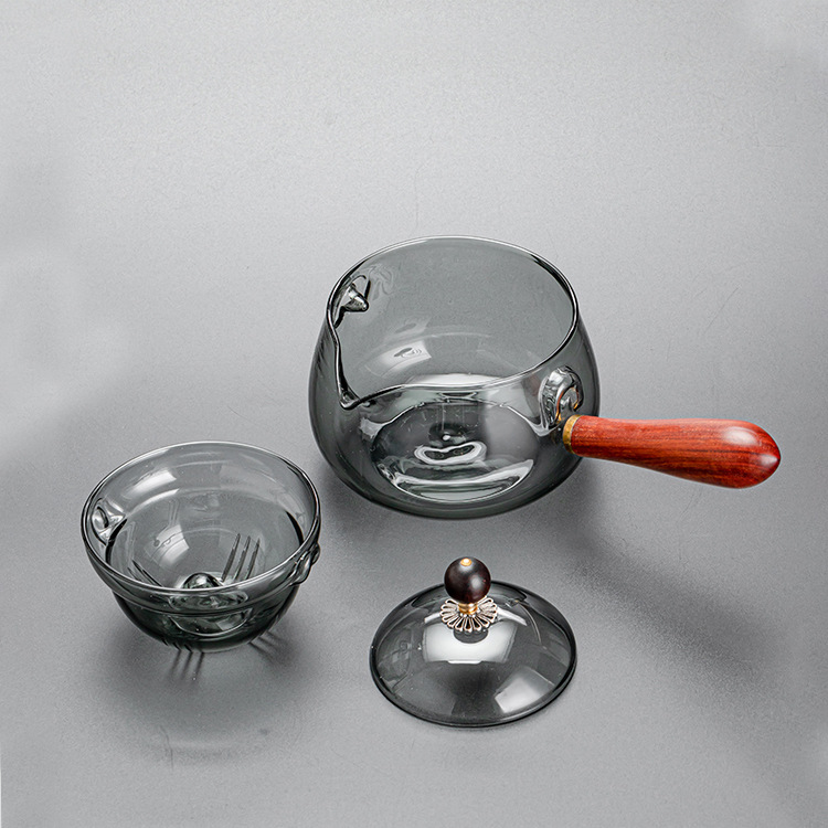 Mango de madera lateral de vidrio de borosilicato olla de ocio 360 ° revestimiento giratorio fabricante de té hogar estufa de cerámica eléctrica tetera