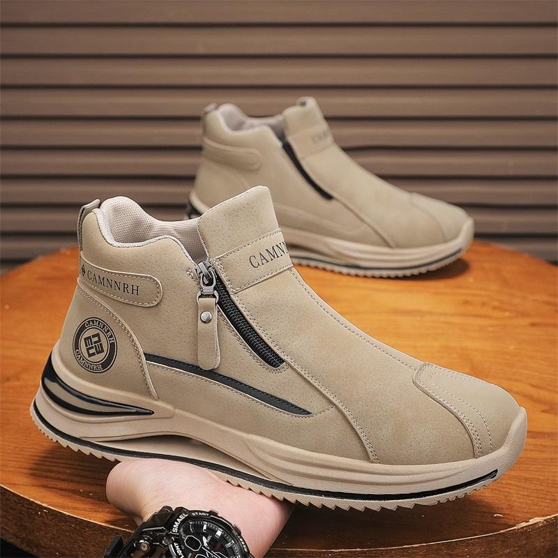 Autumn and Winter New High-Top Martin Boots British Style Workwear Motorcycle Shoes Thick-Soled Slip-On Casual Shoes Trendy Shoes Outdoor Men's Shoes