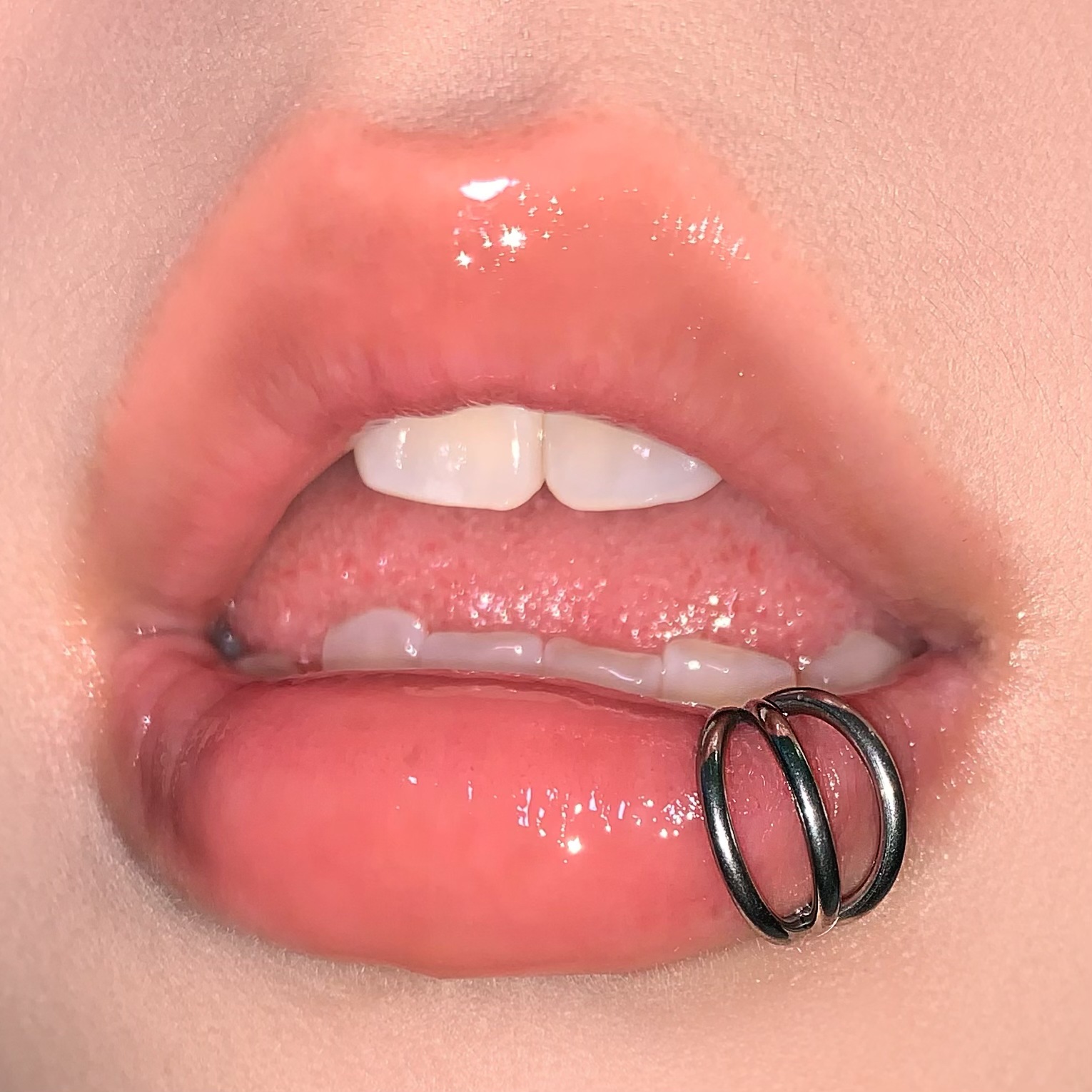 Three-Ring Lip Ring Steel Titanium Snap-On Seamless Plain Ring Ear Ring Lip Nails Niche Hot Girl Piercing Jewelry Wholesale detail image 7
