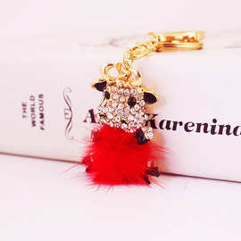 酷熙毛球生肖小牛动物卡通钥匙扣配饰挂件钥匙链女友包扣挂扣1324