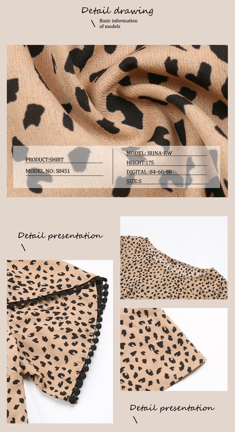 Leopard Print Design Short-sleeved Rround Neck Shirt_voghion.com