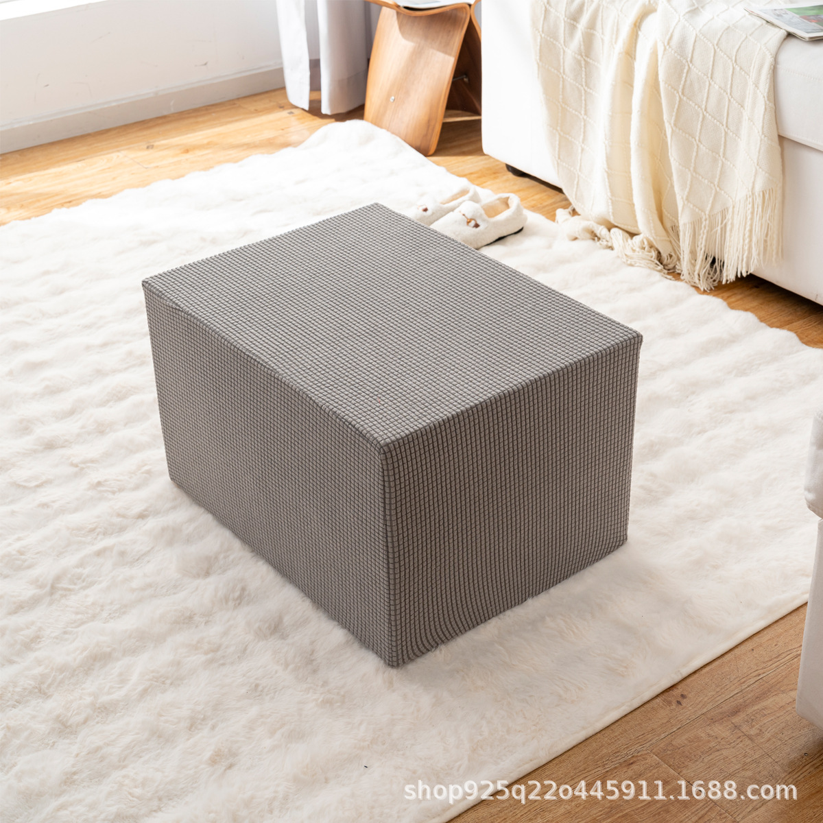 Cross-border rectangular jacquard stretch flannel low stool cover protective cover manufacturers send pedal cover shoe stool protective cover