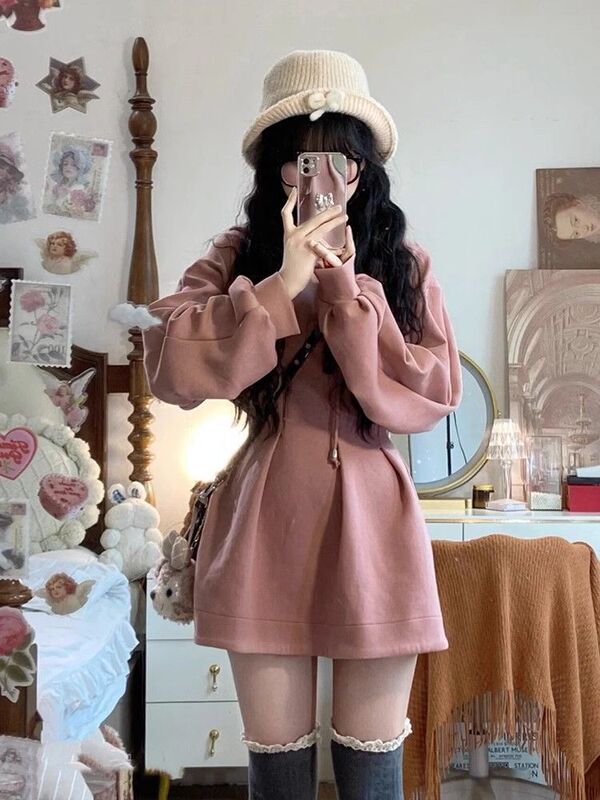 High-End Hooded Sweatshirt Dress for Female Celebrities, New Waist-Cinching Design, A-Line Small Fragrance Dress