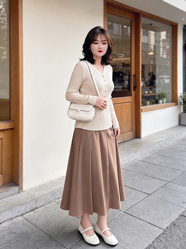 65-160kg Plus-Size Women's Knitwear Pleated Skirt 2026 Spring and Autumn New Style Gentle Style Two-Piece Set for Slightly Chubby Women 65-160kg Plus-Size Women's Knitwear Pleated Skirt 2026 Spring and Autumn New Style Gentle Style Two-Piece Set for Slightly Chubby Women