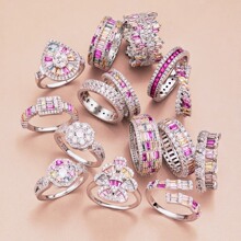 �羳��Դ�¿�S925����Ů��ָ��ɫ��Ͱ�ɫϵ�ʯ��ǶŮ���δ���