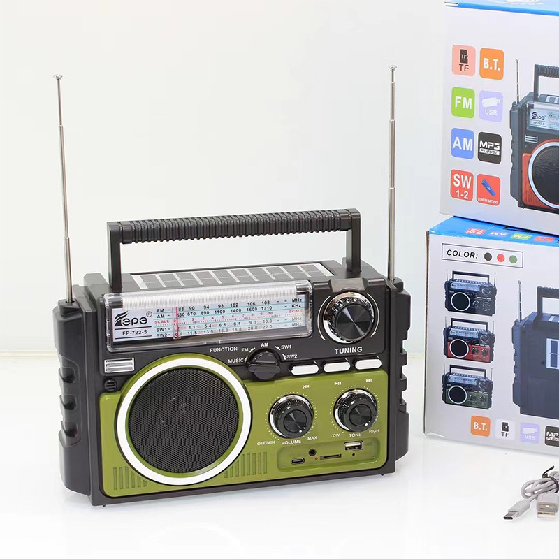 Solar Bluetooth sonido retro altavoz de radio Jeep tarjeta USB modelo de automóvil casero al aire libre