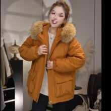 【全身加绒】加绒加厚派克服外套女韩系慵懒风大毛领休闲中长款棉