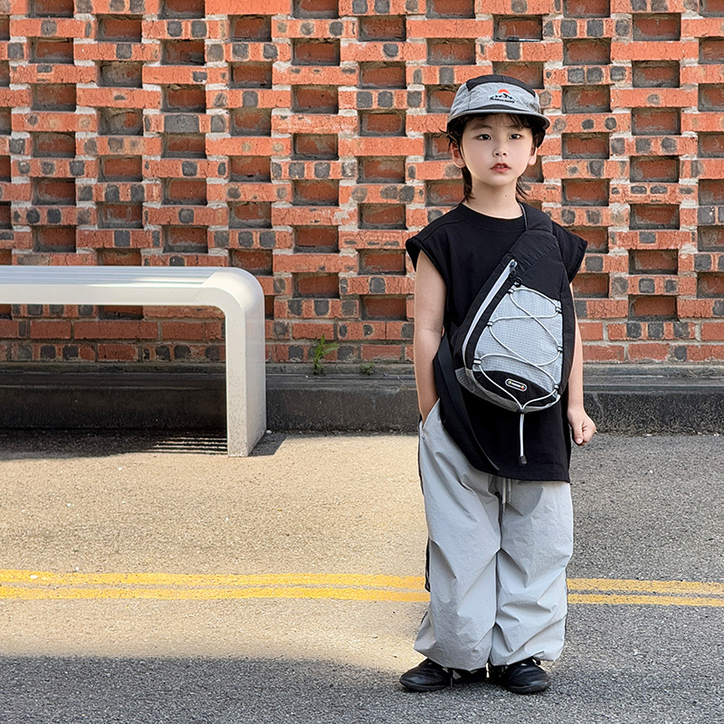Bolso coreano para niños y niñas, bolso de pecho de estilo extranjero, bolso de cinturón de gran capacidad para niños, bolso de hombro de moda para niños.