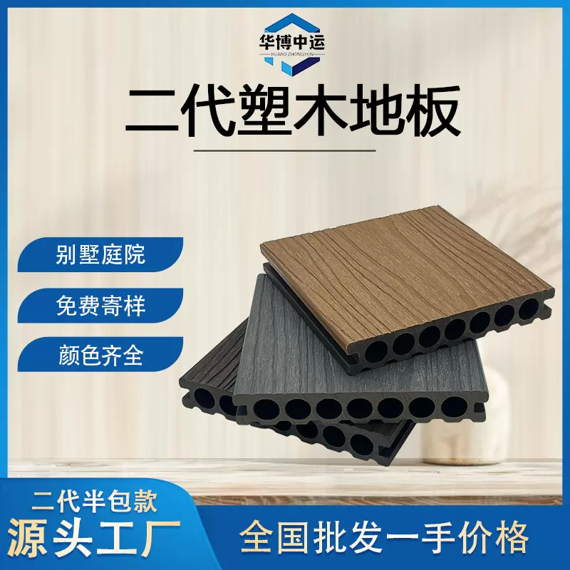 塑木地板户外露台木塑地板wpc庭院围栏阳台多色共挤二代塑木地板
