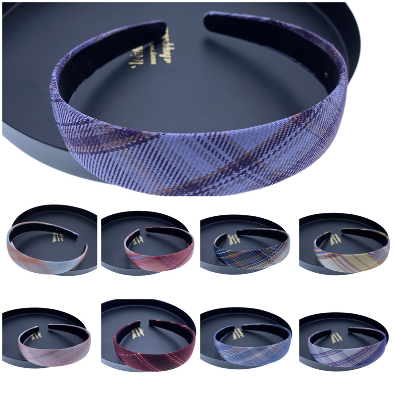 Tela de estilo coreano Plaid parche de cuero ensanchado diadema hebilla de cabeza dos yuanes tienda accesorios para el cabello accesorios para la cabeza SUMINISTRO DE puesto