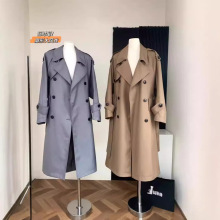 巴黎旧梦经典廓形大翻领双排扣中长款气质风衣外套女