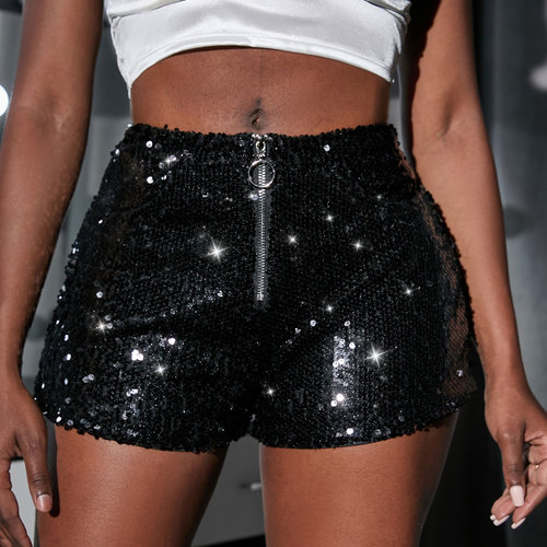 2033#Amazon’s new European and American versatile sequined high-waisted shorts casual shorts bar ds lead dancer performance clothing