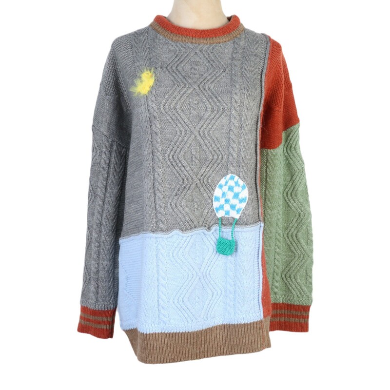 Design Sense Duck Hot Air Balloon Paradise Contrast Color Strand Knitted Sweater 2024 Autumn and Winter Fashionable Top Commuter Knitted