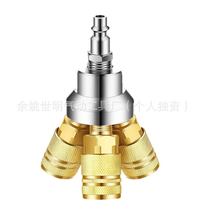 1/4NPT美式圆三通接头 黄铜快速接头外螺纹母接公头 气管多通接头