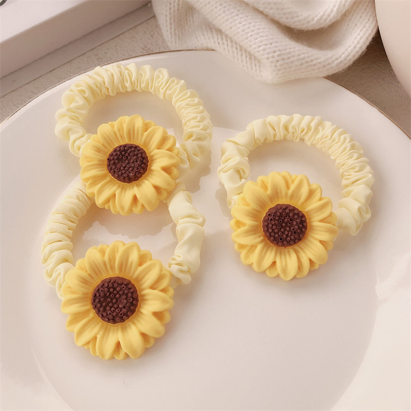 Bosque girasol cabello anillo elástico para el cabello adornamiento de cabello super仙 pequeña cuerda de cabeza fresca cuerda de cabello de cola de caballo de niña