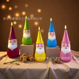 跨境批发圣诞节圣诞老人造型石蜡led可遥控蜡烛灯可爱氛围装饰