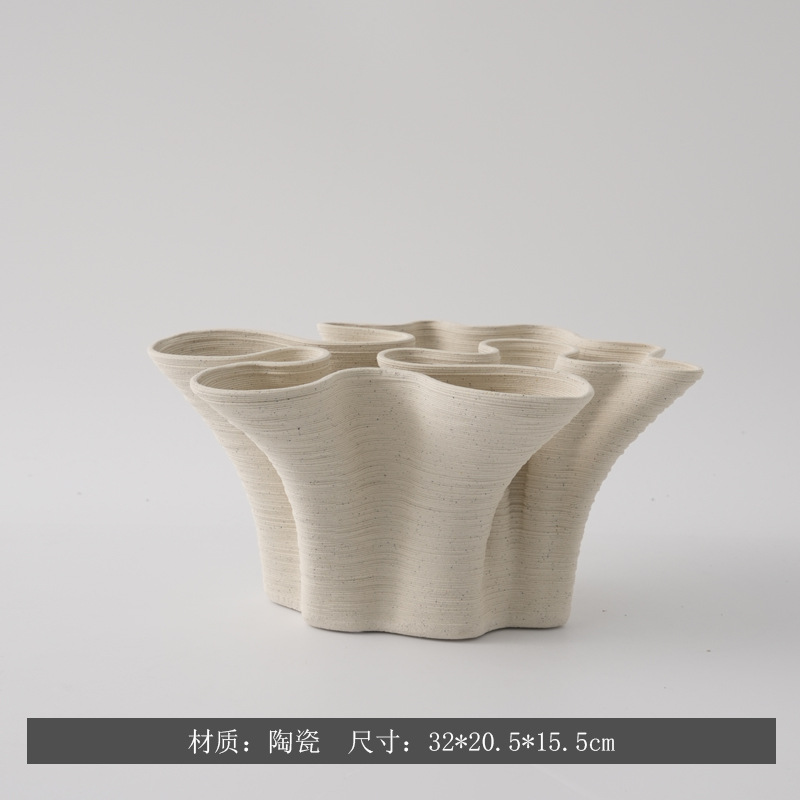 Moderno minimalista creativo 3D impresión de vasijas de cerámica modelo de casa decoración de encimera decorativa secadora de flores de forma especial