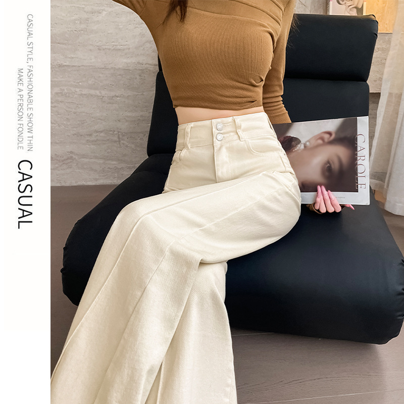 Light blue light flared jeans for women in spring and autumn 2025 new high-waist loose American retro flared wide-leg pants