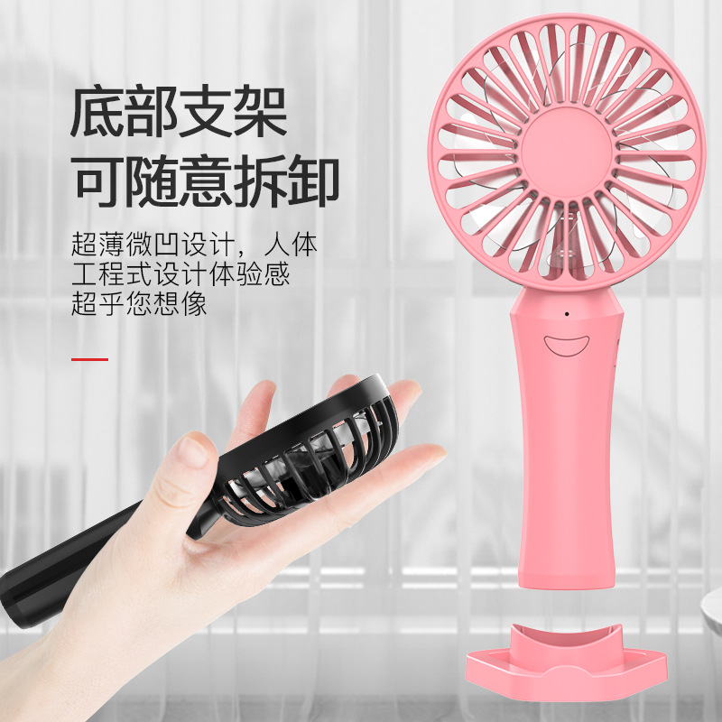 La exportación transfronteriza creativa mini ventilador portátil de carga USB soporte de escritorio portátil pequeño ventilador conjunto de regalo logo
