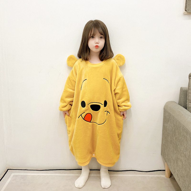 Bebé de franela engrosada camisón de los niños de invierno cálido pijamas de una sola pieza 3.4.5.6 años de edad los niños camisón al por mayor