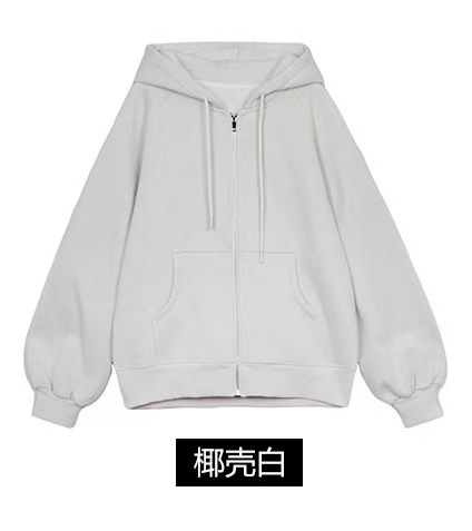 鸿衫重磅卫衣女高级感欧版卫衣开衫春秋宽松显瘦情侣连帽卫衣外套|undefined