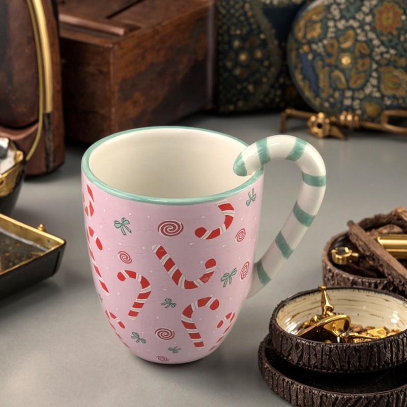 Navidad creativa transfronteriza atmósfera cerámica muletas manijas cerámicas tazas de Navidad artesanías cerámicas