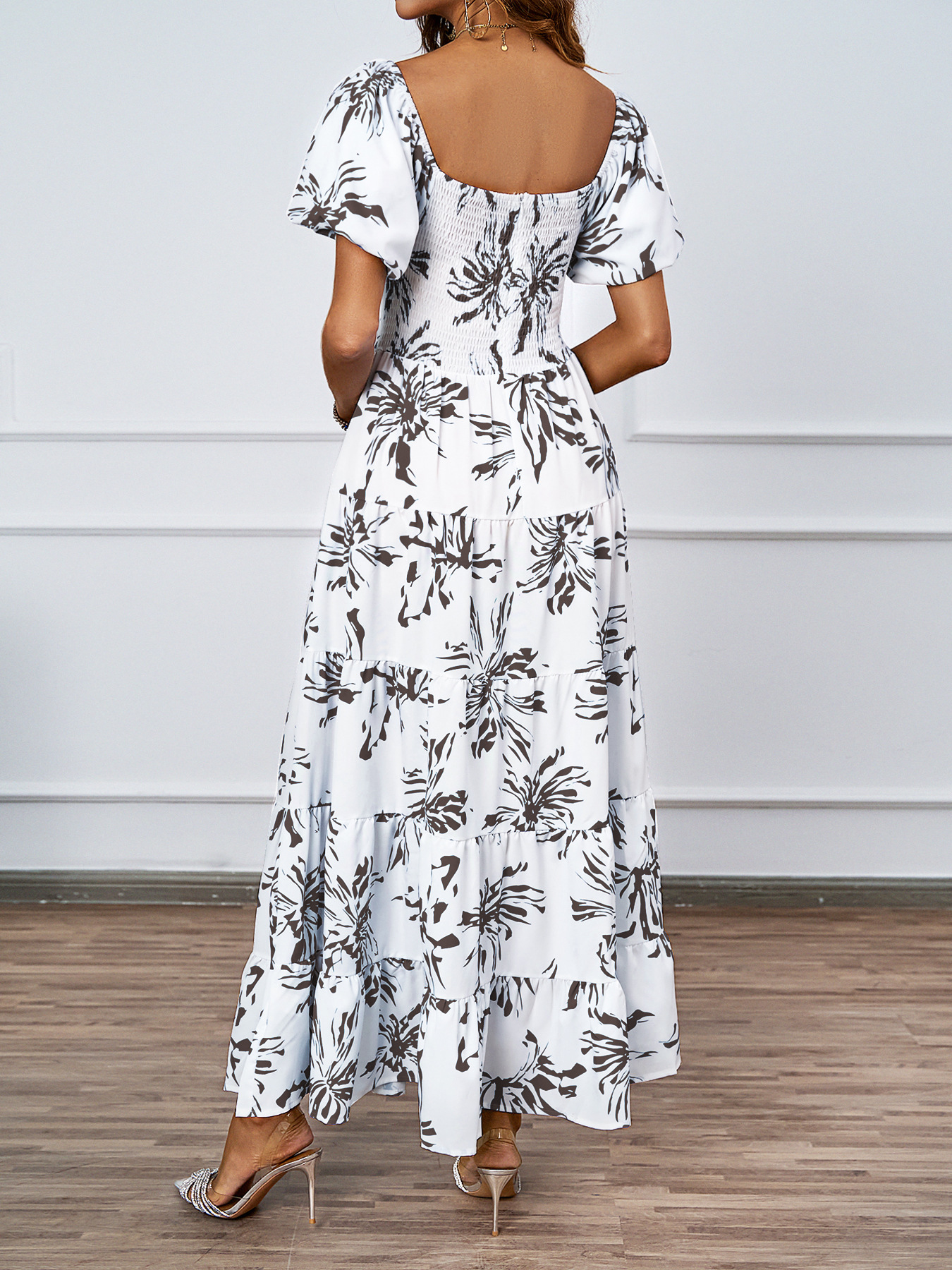455g Weight Maxi Long Dress Dress Length Type Short Sleeve Sleeve Length Swing Dress Dresses Type Puff Sleeve Sleeve Type Polyester Fabric Type High Waist Waist Line Holiday, Daily Occasion Off Shoulder Neckline Regular Fit Fit Type Color Block, Painted Flower Pattern Summer Season Women's Gender Printing Design Elegant, Streetwear Style Wholesale Women's Elegant Streetwear Printing Color Block Painted Flower Holiday Daily Off Shoulder Short Sleeve Swing Dress 18