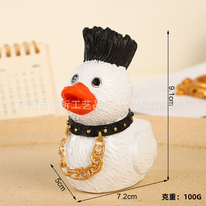 跨境新款圣诞节可爱鸭小摆件树脂工艺品办公室桌面装饰创意礼物|undefined