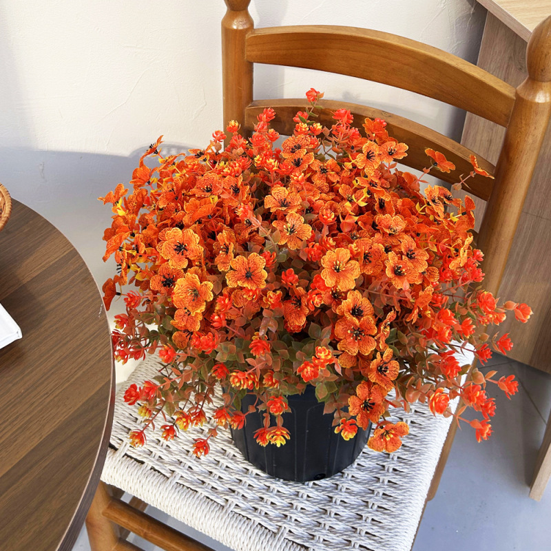 クロスボーダー造花アマゾン秋秋赤ユーカリ造花葉布花バイオレットサンセットレッド屋内外|undefined
