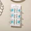 #3 Glitter-Blue [Set of 6 with Cards] 4cm Plumeria Style
