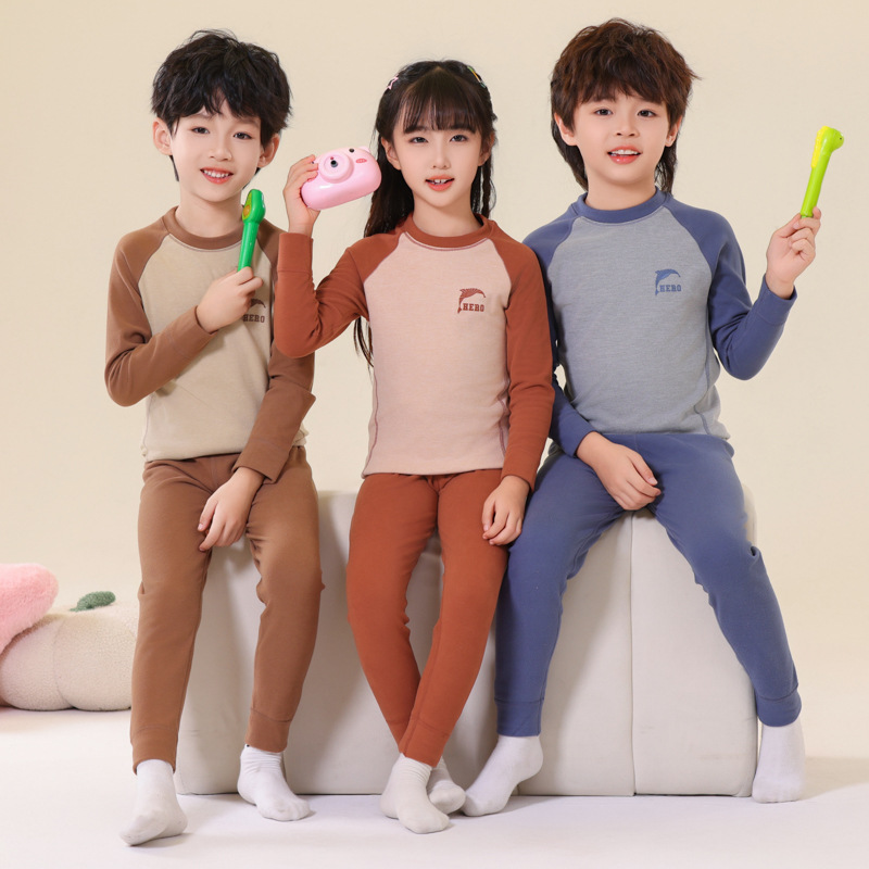어린이 속옷 세트 가을과 겨울 따뜻한 잠옷 홈 중 큰 어린이 가을 옷 가을 바지 열 속옷