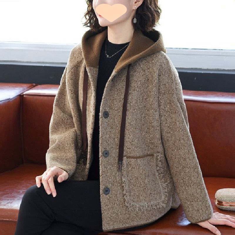 妈妈款秋装外套洋气高贵上衣服2025新款50岁中老年女春秋连帽开衫