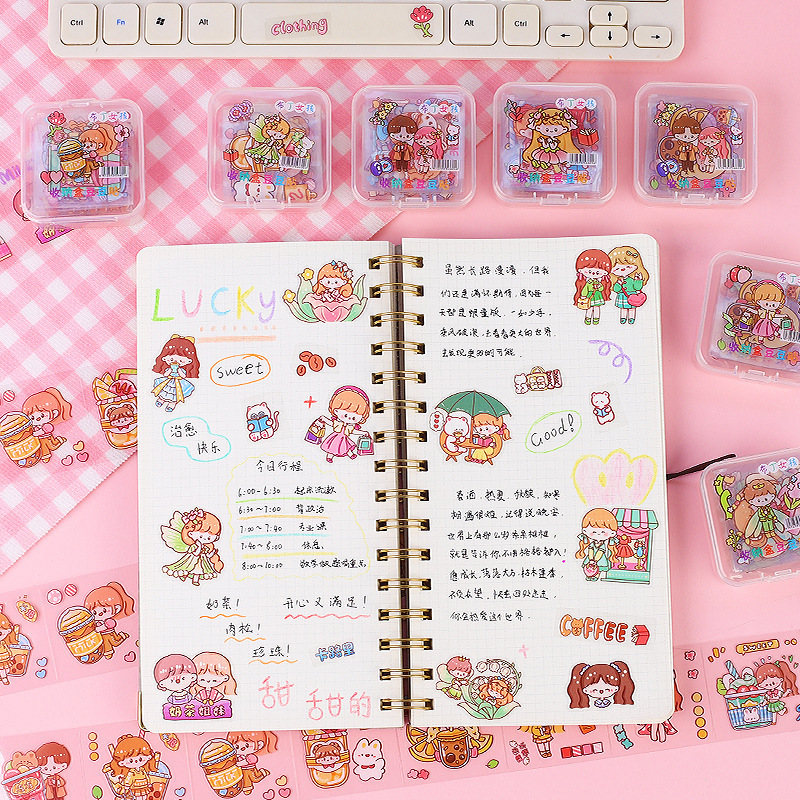 アニメ女子透明シールins高颜値装飾豆貼りケース防水手帳シール学生賞品|undefined