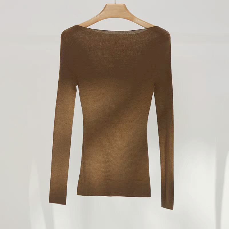 メリノ梳毛ウール 100% 120S シームレスワンライン既製服ファッショナブルなワンショルダーウールセーター薄手のニットセーター|undefined