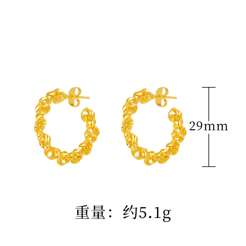 INS pendientes textura pendientes diseño versátil moda pendientes de mujer cuerda anudada diseño torcido suministro directo de fábrica