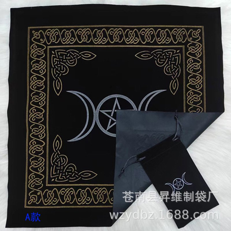 Tarjeta de Tarot de estilo europeo estrella de cinco puntas franela negra traje de Mantel vintage ceremonia mantel tarjeta bolsa estera de mesa al por menor