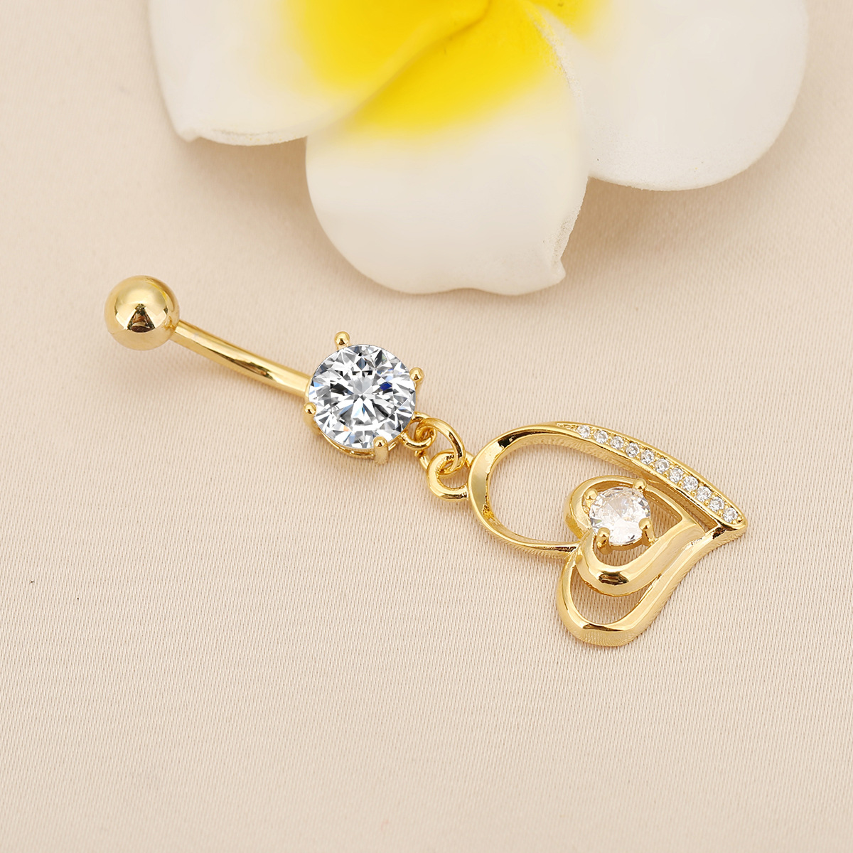 Cross-border Stainless Steel Heart-shaped Diamonds, Body Piercing Jewelry With A High-end Feel, Unique And Stylish Navel_voghion.com