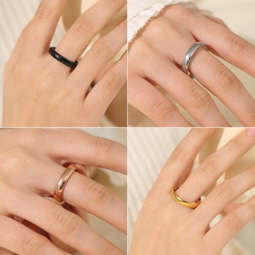 4MM Stainless Steel Ring Korean Style Fashion Plain Band Ring Non-Fading Titanium Steel Accessory Unique Design Finger Ring for Women