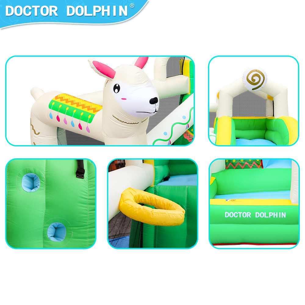 Doctor Delfín | Castillo inflable para niños para uso doméstico, tobogán pequeño para exteriores, trampolín, castillo inflable de alpaca, juguete de trampolín