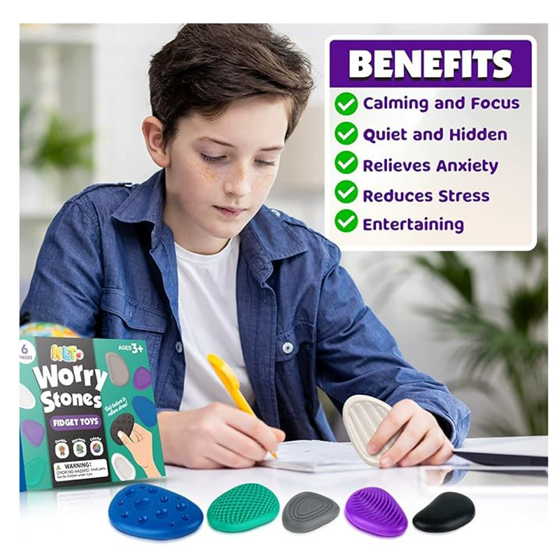 Кросс-бордовые Фиджет Игрушки Сенсорный Камень Детские Силикон 6 наборов текстуры понимания Давление Игрушки Сенсорный Камень Облегчение стресса