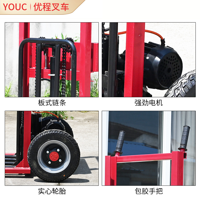 Vehículo de elevación hidráulico de carga y descarga totalmente eléctrico Tiger Vehículo portátil de pequeño tamaño para tirar de carga flujo de pila de carga elevadora de empuje manual