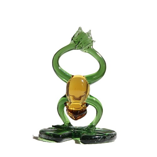 Cross-border wholesale Zibo glass art frog decorative cute yoga car interior decoration creative glass craft ornament