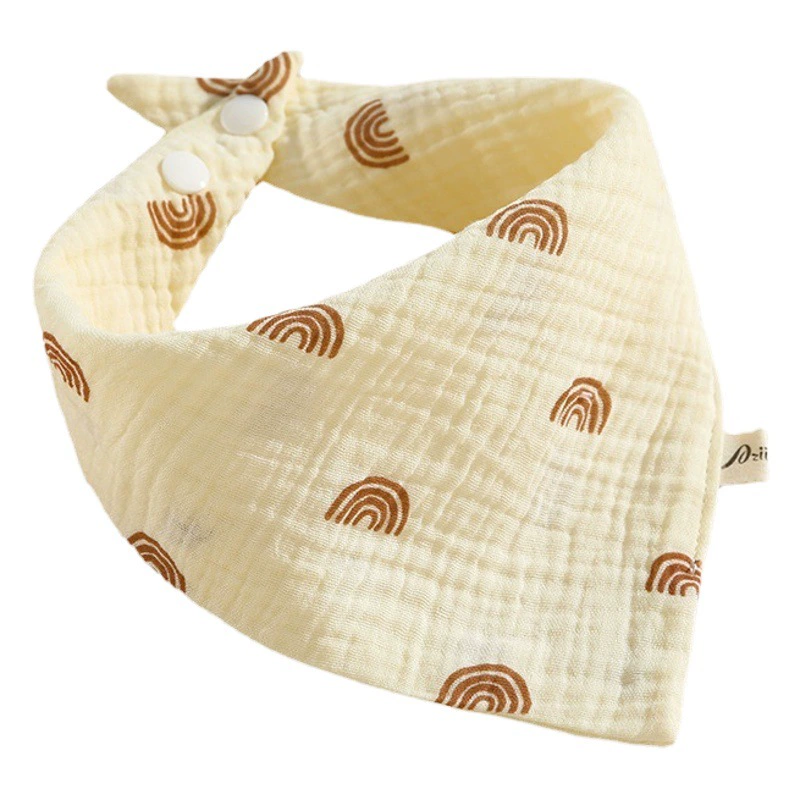 Нагрудник-треугольник из жатой ткани для мальчиков и девочек, нагрудник для новорожденных на кнопках, впитывающий нагрудник, нагрудник от слюны с мультяшными рисунками.