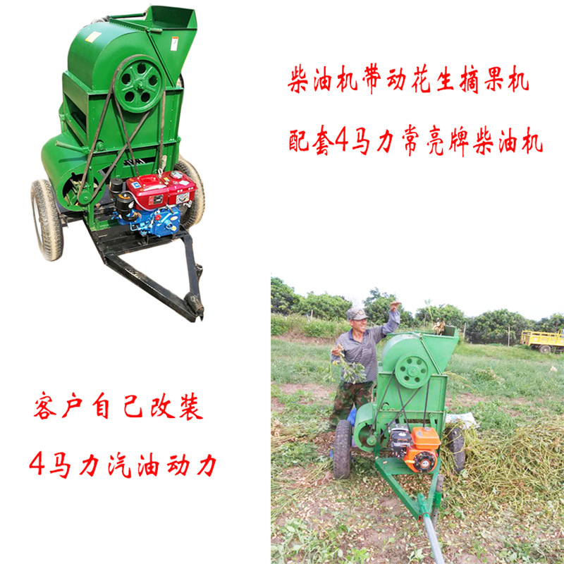 300型花生摘果机小型家用干湿两用秧果分离机柴电两用花生摘果机
