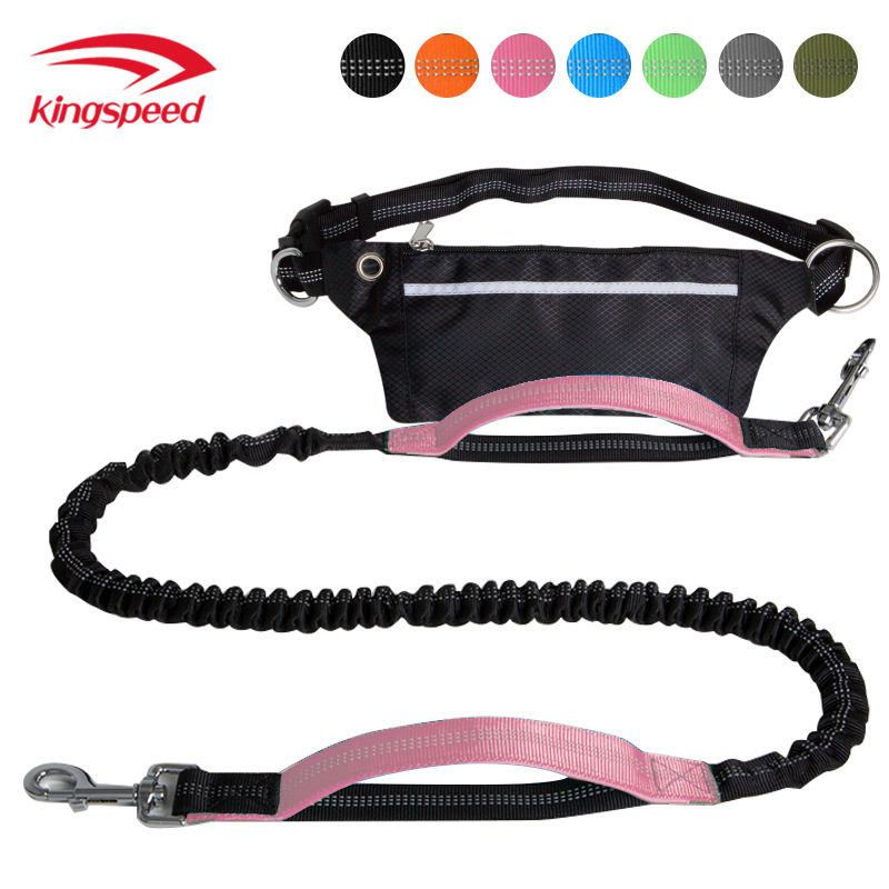 Dongguan kepai corriendo cuerda de tracción con bolsa de cintura cuerda de tracción transfronteriza para mascotas nylon reflexivo perro caminando cuerda de tracción